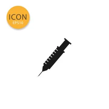 Injection syringe icon isolated flat style. イラスト素材