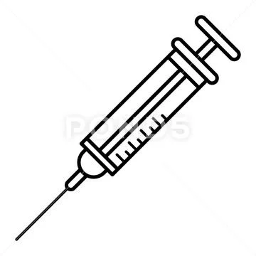 Blue Line Medical Syringe Needle Icon Stock Vector (Royalty Free