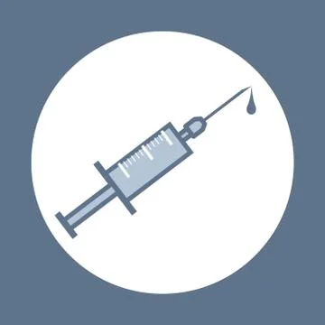 Injection syringe needle flat vector icon for medical apps and websites Stock Illustration