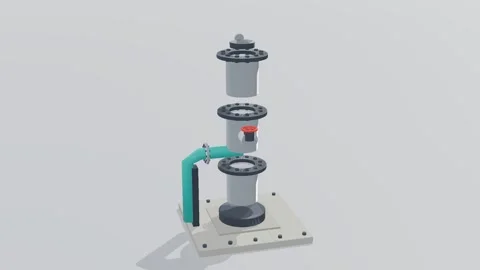 Injection wellhead carbon capture 3d loop white background 3D animation Stock Footage 341848899