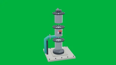 Injection wellhead carbon capture 3d loop green screen Stock Footage 342912917