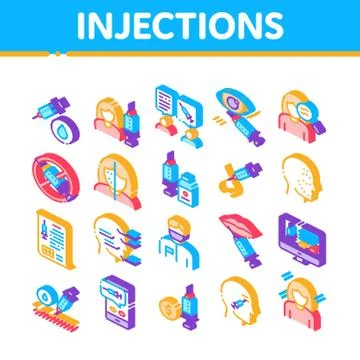 Injections Isometric Elements Icons Set Vector Stock Illustration