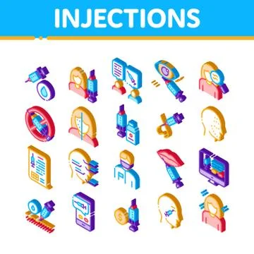 Injections Isometric Elements Icons Set Vector Stock Illustration