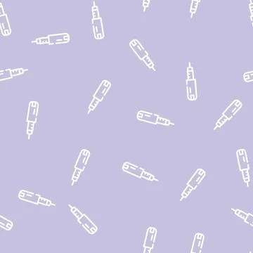 Injector insulin line vector seamless pattern black Stock Illustration