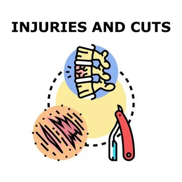 Injuries and cuts concept vector color icon Stock Illustration