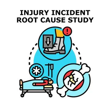 Injury incident root cause study process concept Illustrazione stock
