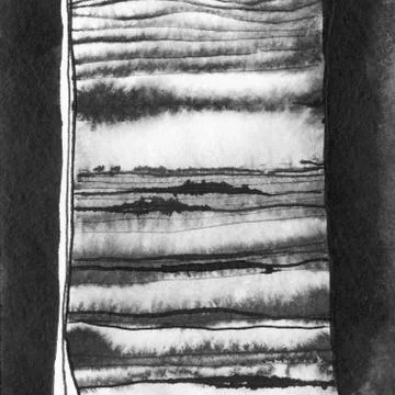 Ink abstract horizontal lines spots. Hand drawn minimalist illustration backg Stock Illustration