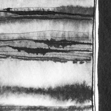 Ink abstract horizontal lines spots. Hand drawn minimalist illustration backg Stock Illustration