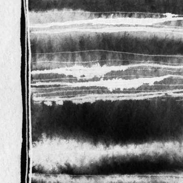 Ink abstract horizontal lines spots. Hand drawn minimalist illustration backg Stock Illustration