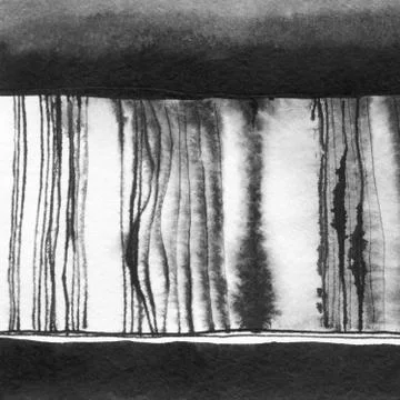 Ink abstract vertical lines, spots. Hand drawn minimalist illustration backgr Stock Illustration