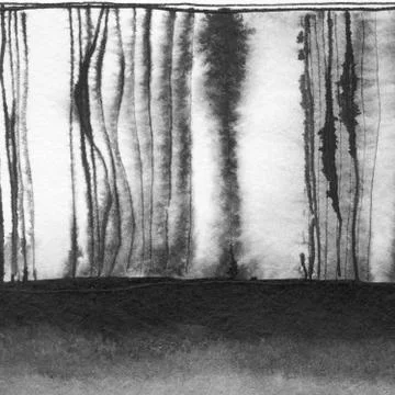 Ink abstract vertical lines, spots. Hand drawn minimalist illustration backgr Stock Illustration