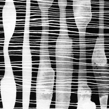 Ink abstract vertical lines, spots. Hand drawn minimalist illustration backgr Stock Illustration