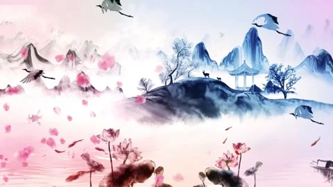 Ink and wash Video stock 170169377