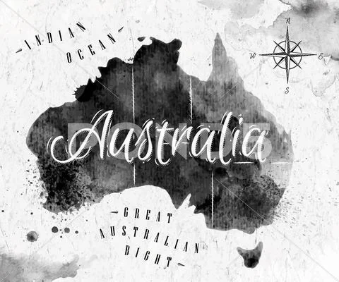 Ink Australia map Stock Illustrationen