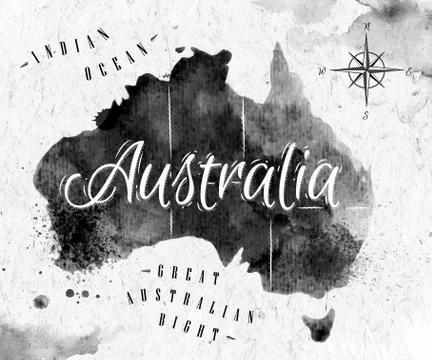 Ink Australia map Stock Illustration