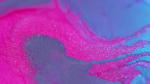 Ink background fluid mix glitter blue pink liquid Video stock 252112823