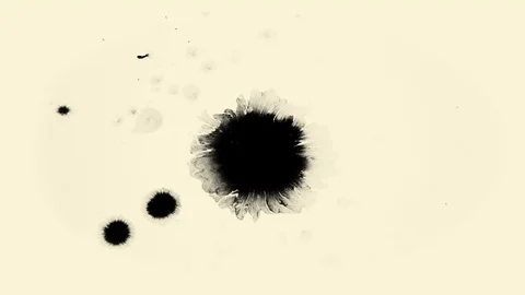 Ink bleed, blots. Beautiful black watercolor ink drops transition Stock Footage 124043063