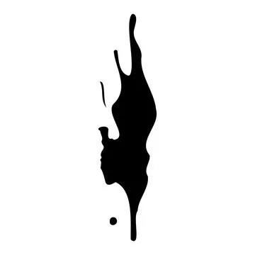 Ink blot. Abstract stain with drops and splashes. Black paint splatter. Vector Stock Illustration