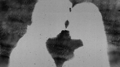 Ink blot faces in a mirrored kiss, seamless loop Stock Footage 346768816