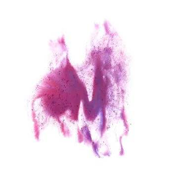 Ink blot splatter violet background isolated on white hand paint Stock Illustration