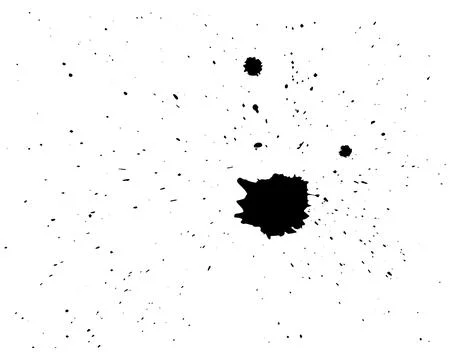 Ink blot with tiny splashes Black colour splash element Stock Illustration