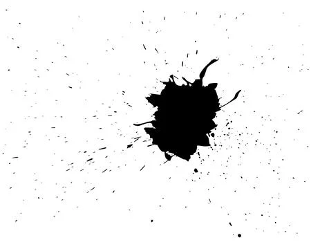 Ink blot with tiny splashes Black colour splash element Stock Illustration