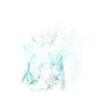 Ink blot turquoise splatter background isolated on white hand pa Stock Illustration