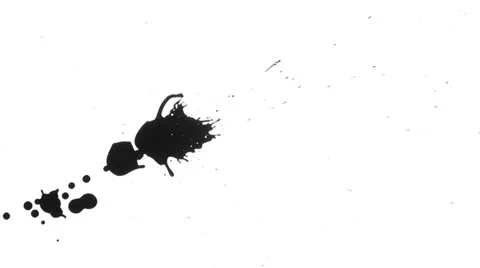 Ink blots are falling on the white paper 4 in 1 Stock Footage 25113916