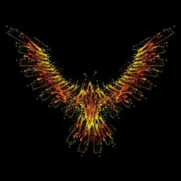 Ink blots phoenix Stock Illustration