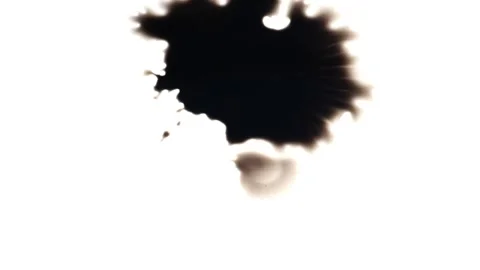 Ink blots spreading on white paper, different ink blot pattern Video stock 147703022