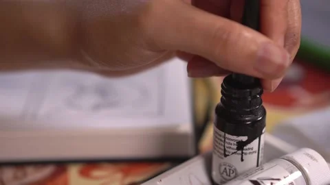 Ink bottle for drawing Stock Footage 131600077