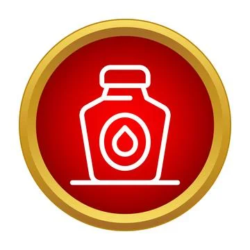 Ink bottle with drop icon for writing Ilustração Stock