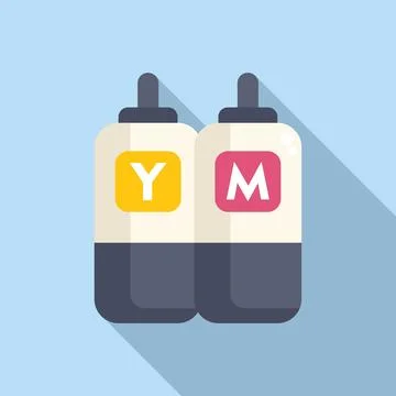 Ink bottles icon flat vector. Colorful garbage change Illustrazione stock