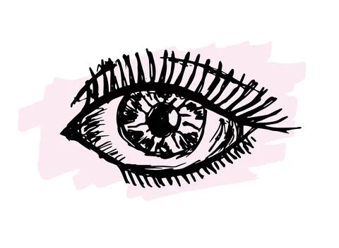 Ink brush drawing eye. Stock Illustration