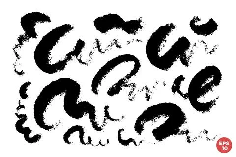 Ink brush drawn scribble vector set. Childish drawing. Hand draws calligrap.. Stock Illustration