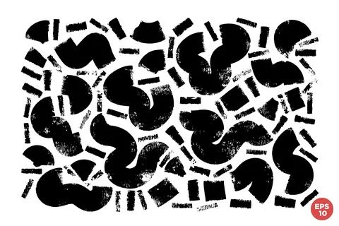 Ink brush drawn scribble vector set. Bold wavy shapes. Hand drawn calligrap.. Stock Illustration