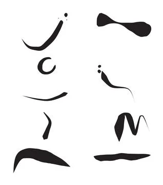 Ink brush stroke collection featuring black textures for artistic graphic d.. 库存插图