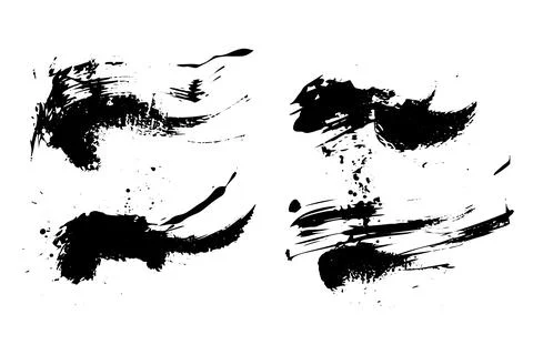Ink Brush Stroke Splash Vector Set: Grunge Elements for Artistic Designs. Stock Illustration