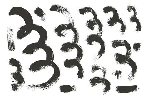 Ink brush stroke squiggles lines. Hand drawn calligraphic spirals. Brush stroke Stock Illustration