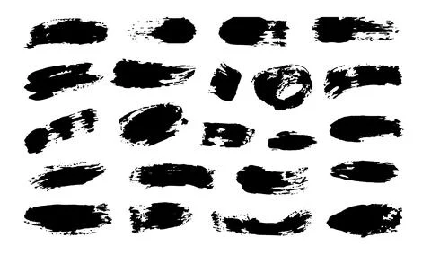 Ink Brush Stroke on white background. Grunge paintbrush, box, frame and line  Stock Illustration
