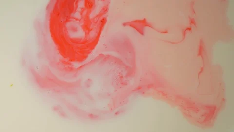 Ink Bubbles In Water. Orange Bubbles.Bright Collors Bubbles Oil Beautiful Paint  Stock Footage 86390289