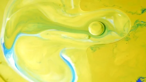 Ink Bubbles In Water. Orange Bubbles.Bright Collors Bubbles Oil Beautiful Paint  Stock Footage 87422228