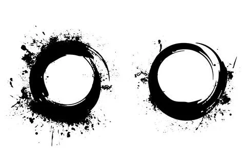 Ink Circle: Grunge Vector Brushstroke Stain Design Set. Black paint. Stock Illustration