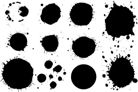 Ink Circle Vector Set: Grunge Texture and Abstract Elements in Round Design. Stock Illustration