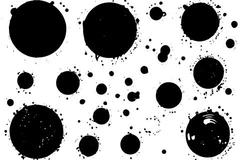 Ink Circle Vector Set: Grunge Texture and Abstract Elements in Round Design. 스톡 일러스트