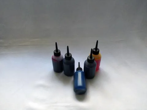 Ink for Creativity, Ink For Printer, Ink Bottle Colourful Stock Photos