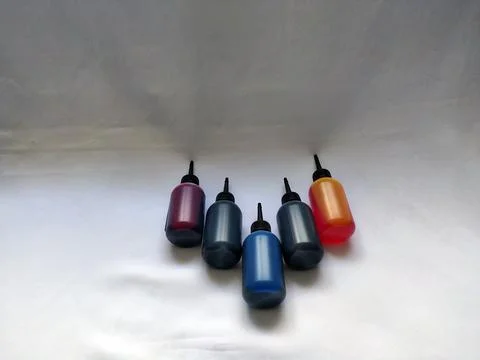 Ink for Creativity, Ink For Printer, Ink Bottle Colourful Stock Photos