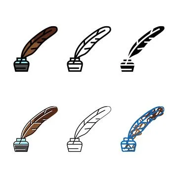 Ink designs feather soft fluffy color icon vector Stock Illustration