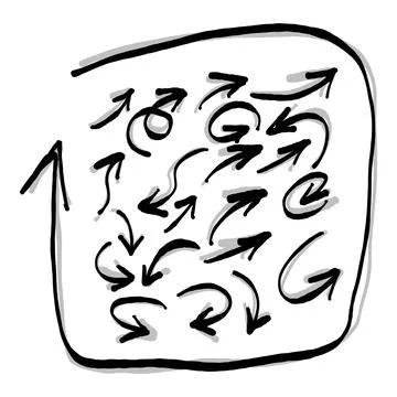 Ink doodle arrow set with gray shadow vector illustration sketch hand drawn w Stock Illustration