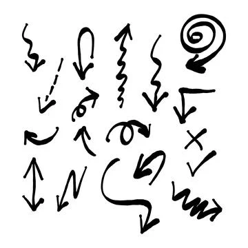 Ink doodle arrow set vector illustration sketch hand drawn with black lines i 스톡 일러스트